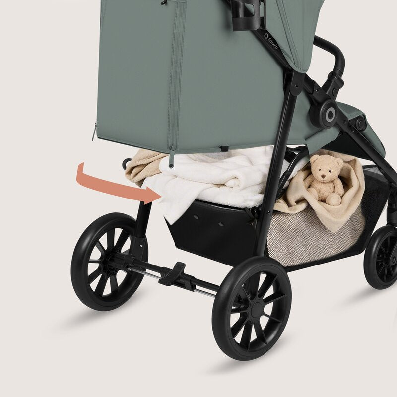 Carucior sport, Lionelo, Emerald, Pliere cu o mana, Copertina XXL UPF50+, Spatar reglabil, Suspensie completa, Roti EVA, 6- 48 luni, Pana la 22 kg, Verde
