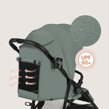 Carucior sport, Lionelo, Emerald, Pliere cu o mana, Copertina XXL UPF50+, Spatar reglabil, Suspensie completa, Roti EVA, 6- 48 luni, Pana la 22 kg, Verde