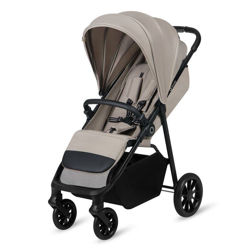Carucior sport, Lionelo, Emerald, Pliere cu o mana, Copertina XXL UPF50+, Spatar reglabil, Suspensie completa, Roti EVA, 6- 48 luni, Pana la 22 kg, Bej