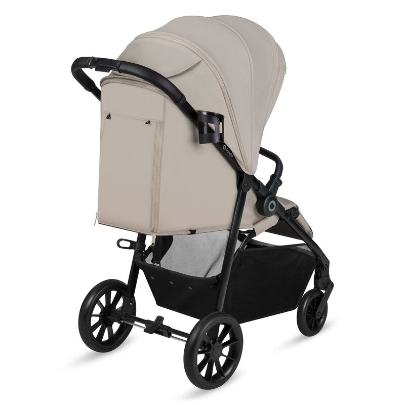 Carucior sport, Lionelo, Emerald, Pliere cu o mana, Copertina XXL UPF50+, Spatar reglabil, Suspensie completa, Roti EVA, 6- 48 luni, Pana la 22 kg, Bej