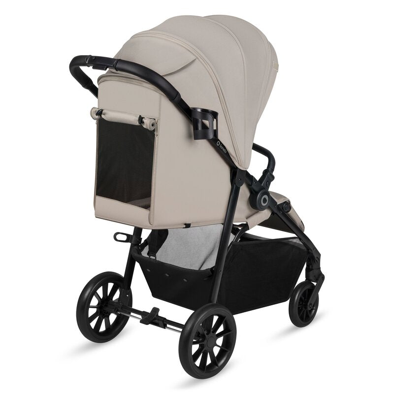 Carucior sport, Lionelo, Emerald, Pliere cu o mana, Copertina XXL UPF50+, Spatar reglabil, Suspensie completa, Roti EVA, 6- 48 luni, Pana la 22 kg, Bej
