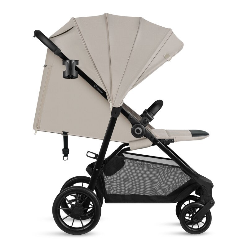 Carucior sport, Lionelo, Emerald, Pliere cu o mana, Copertina XXL UPF50+, Spatar reglabil, Suspensie completa, Roti EVA, 6- 48 luni, Pana la 22 kg, Bej