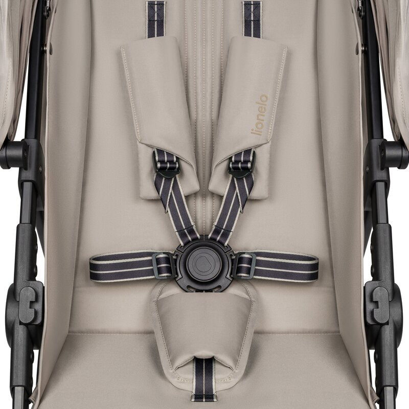 Carucior sport, Lionelo, Emerald, Pliere cu o mana, Copertina XXL UPF50+, Spatar reglabil, Suspensie completa, Roti EVA, 6- 48 luni, Pana la 22 kg, Bej