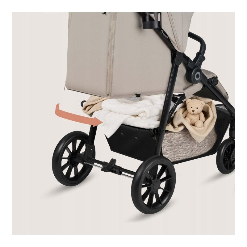 Carucior sport, Lionelo, Emerald, Pliere cu o mana, Copertina XXL UPF50+, Spatar reglabil, Suspensie completa, Roti EVA, 6- 48 luni, Pana la 22 kg, Bej