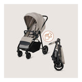 Carucior sport, Lionelo, Emerald, Pliere cu o mana, Copertina XXL UPF50+, Spatar reglabil, Suspensie completa, Roti EVA, 6- 48 luni, Pana la 22 kg, Bej