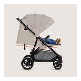 Carucior sport, Lionelo, Emerald, Pliere cu o mana, Copertina XXL UPF50+, Spatar reglabil, Suspensie completa, Roti EVA, 6- 48 luni, Pana la 22 kg, Bej