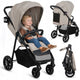 Carucior sport, Lionelo, Emerald, Pliere cu o mana, Copertina XXL UPF50+, Spatar reglabil, Suspensie completa, Roti EVA, 6- 48 luni, Pana la 22 kg, Bej
