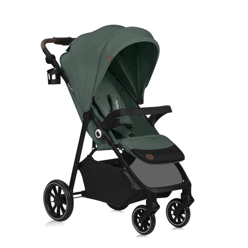Carucior sport, Lionelo, Emma One, Cu tavita, Suport pahar, Plasa de tantari, Roti EVA, Maner reglabil, Pana la 22 kg, 6 luni+, Conform cu EN1888-1, Verde