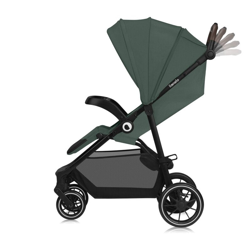 Carucior sport, Lionelo, Emma One, Cu tavita, Suport pahar, Plasa de tantari, Roti EVA, Maner reglabil, Pana la 22 kg, 6 luni+, Conform cu EN1888-1, Verde - gogobaby.ro
