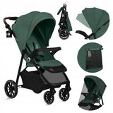 Carucior sport, Lionelo, Emma One, Cu tavita, Suport pahar, Plasa de tantari, Roti EVA, Maner reglabil, Pana la 22 kg, 6 luni+, Conform cu EN1888-1, Verde