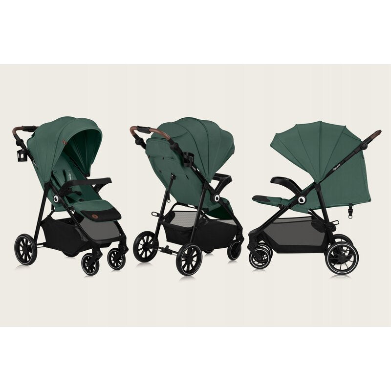 Carucior sport, Lionelo, Emma One, Cu tavita, Suport pahar, Plasa de tantari, Roti EVA, Maner reglabil, Pana la 22 kg, 6 luni+, Conform cu EN1888-1, Verde