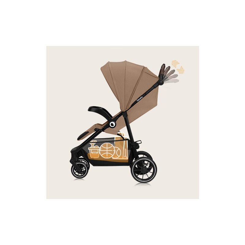 Carucior sport, Lionelo, Emma One, Cu tavita, Suport pahar, Plasa de tantari, Roti EVA, Maner reglabil, Pana la 22 kg, 6 luni+, Conform cu EN1888-1, Bej