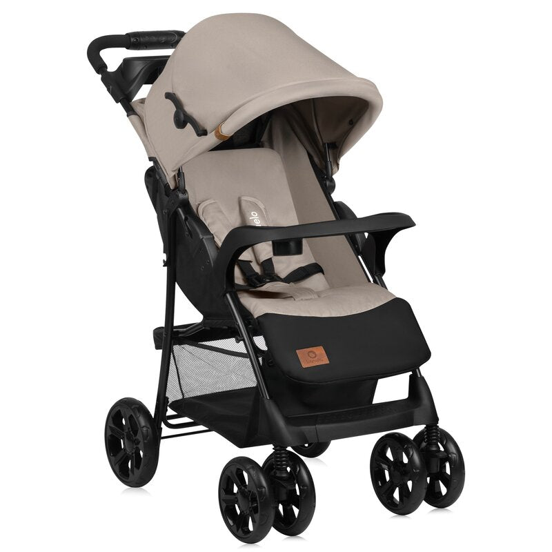 Carucior sport, Lionelo, Emma Plus, Cu tavita, 2 Suporturi pentru pahar, Geanta accesorii, Conform cu standardul european de securitate EN1888-1, Bej - gogobaby.ro
