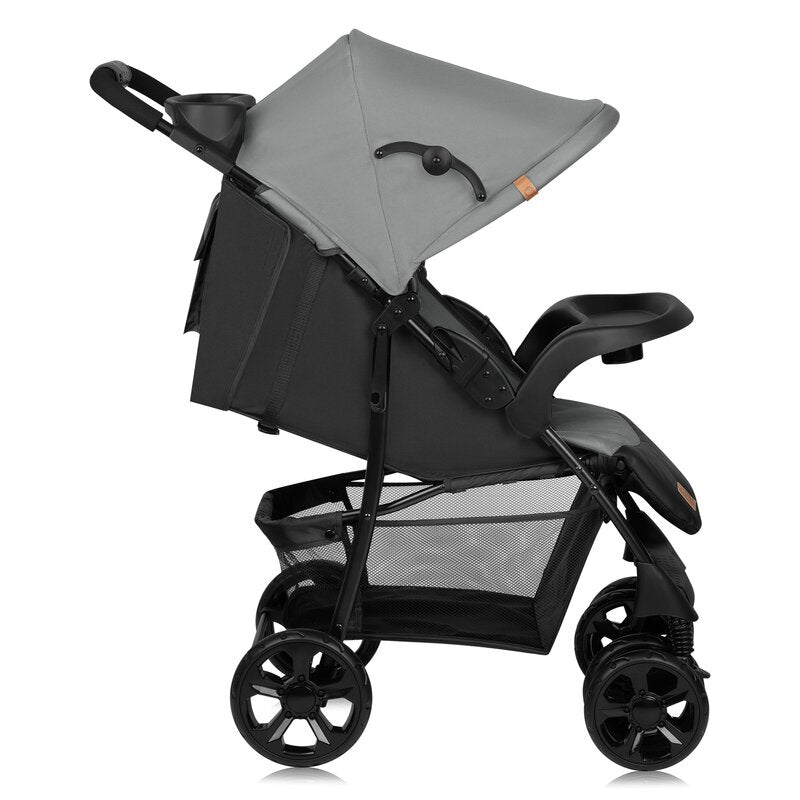 Carucior sport, Lionelo, Emma Plus, Cu tavita, 2 Suporturi pentru pahar, Geanta accesorii, Conform cu standardul european de securitate EN1888-1, Gri - gogobaby.ro