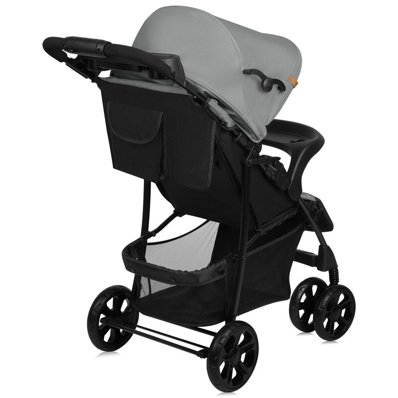 Carucior sport, Lionelo, Emma Plus, Cu tavita, 2 Suporturi pentru pahar, Geanta accesorii, Conform cu standardul european de securitate EN1888-1, Gri - gogobaby.ro