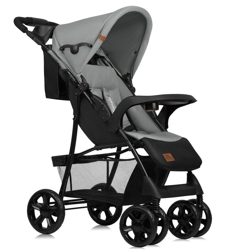 Carucior sport, Lionelo, Emma Plus, Cu tavita, 2 Suporturi pentru pahar, Geanta accesorii, Conform cu standardul european de securitate EN1888-1, Gri - gogobaby.ro