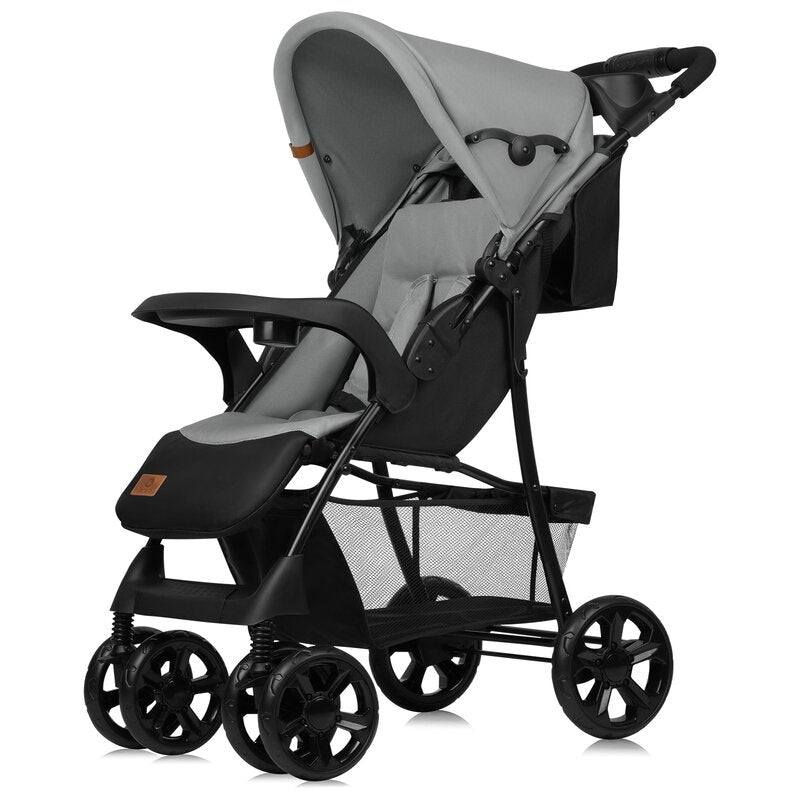 Carucior sport, Lionelo, Emma Plus, Cu tavita, 2 Suporturi pentru pahar, Geanta accesorii, Conform cu standardul european de securitate EN1888-1, Gri - gogobaby.ro