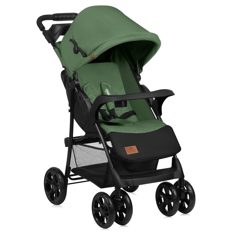 Carucior sport, Lionelo, Emma Plus, Cu tavita, 2 Suporturi pentru pahar, Geanta accesorii, Conform cu standardul european de securitate EN1888-1, Verde - gogobaby.ro