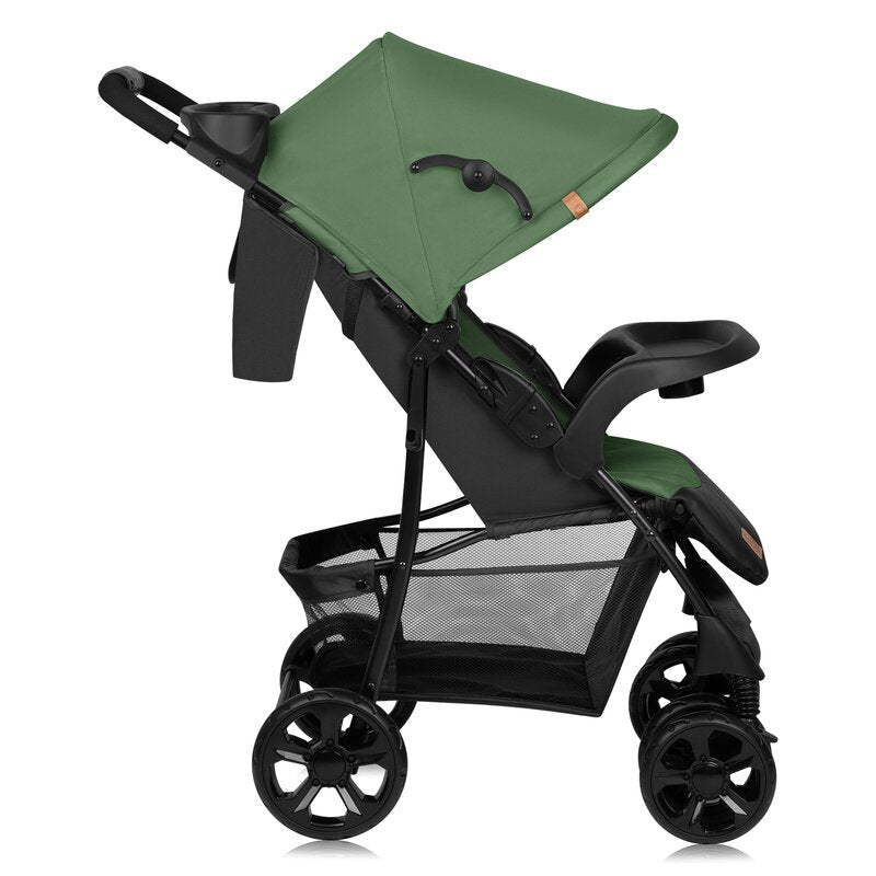 Carucior sport, Lionelo, Emma Plus, Cu tavita, 2 Suporturi pentru pahar, Geanta accesorii, Conform cu standardul european de securitate EN1888-1, Verde - gogobaby.ro