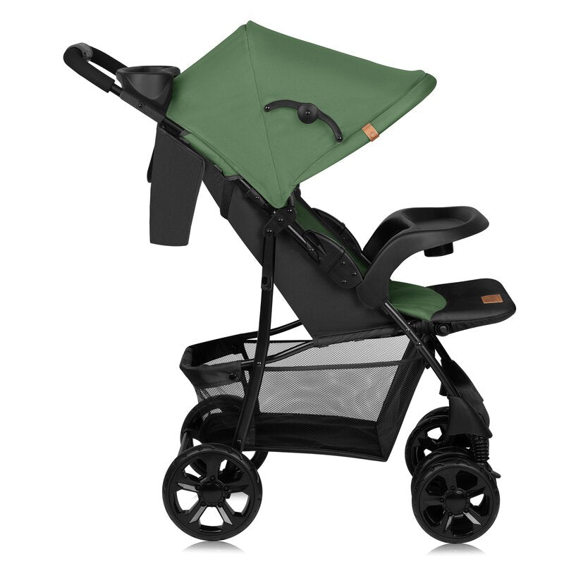 Carucior sport, Lionelo, Emma Plus, Cu tavita, 2 Suporturi pentru pahar, Geanta accesorii, Conform cu standardul european de securitate EN1888-1, Verde - gogobaby.ro
