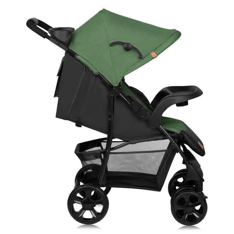Carucior sport, Lionelo, Emma Plus, Cu tavita, 2 Suporturi pentru pahar, Geanta accesorii, Conform cu standardul european de securitate EN1888-1, Verde - gogobaby.ro
