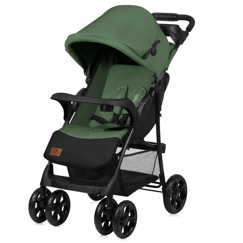 Carucior sport, Lionelo, Emma Plus, Cu tavita, 2 Suporturi pentru pahar, Geanta accesorii, Conform cu standardul european de securitate EN1888-1, Verde - gogobaby.ro