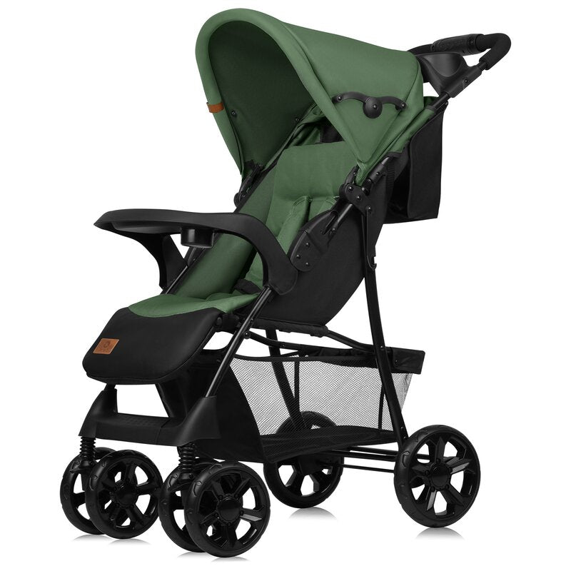 Carucior sport, Lionelo, Emma Plus, Cu tavita, 2 Suporturi pentru pahar, Geanta accesorii, Conform cu standardul european de securitate EN1888-1, Verde - gogobaby.ro