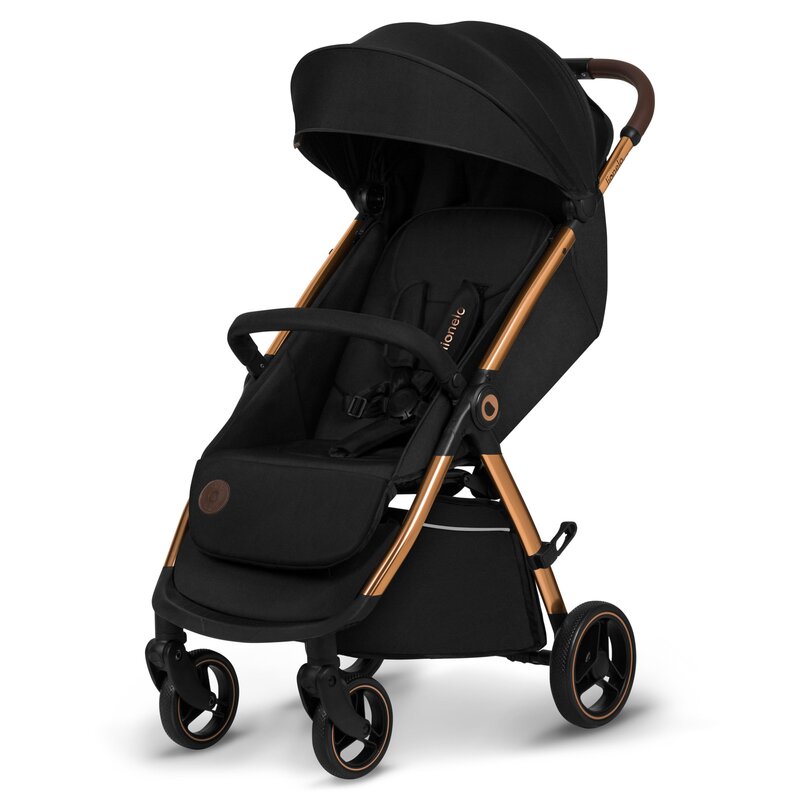 Carucior sport, Lionelo, Ingrid, Capotina impermeabila cu filtru UPF50+, Pana la 22 Kg, Spatar reglabil in 3 pozitii, Include suport pahar si plasa de tantari, Sistem pentru pliere automata, 6 luni+, Negru