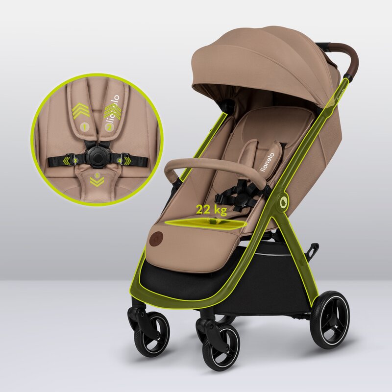 Carucior sport, Lionelo, Ingrid, Capotina impermeabila cu filtru UPF50+, Pana la 22 Kg, Spatar reglabil in 3 pozitii, Include suport pahar si plasa de tantari, Sistem pentru pliere automata, 6 luni+, Bej - gogobaby.ro