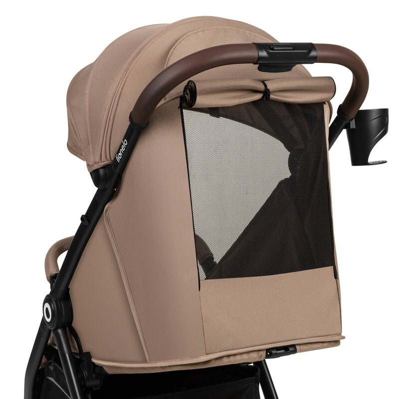 Carucior sport, Lionelo, Ingrid, Capotina impermeabila cu filtru UPF50+, Pana la 22 Kg, Spatar reglabil in 3 pozitii, Include suport pahar si plasa de tantari, Sistem pentru pliere automata, 6 luni+, Bej - gogobaby.ro
