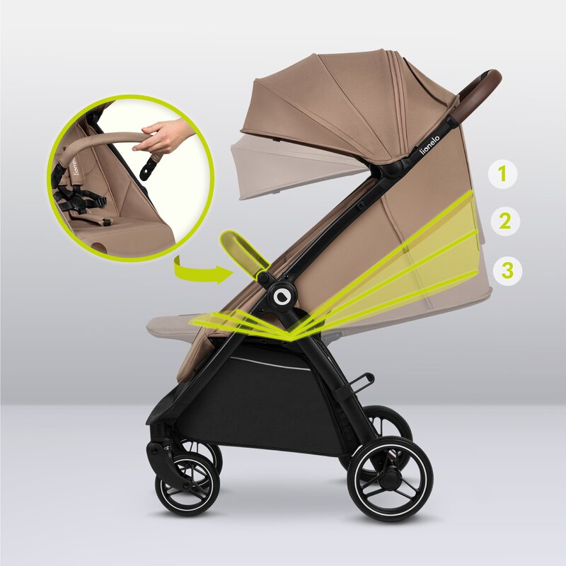 Carucior sport, Lionelo, Ingrid, Capotina impermeabila cu filtru UPF50+, Pana la 22 Kg, Spatar reglabil in 3 pozitii, Include suport pahar si plasa de tantari, Sistem pentru pliere automata, 6 luni+, Bej - gogobaby.ro