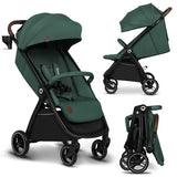 Carucior sport, Lionelo, Ingrid, Capotina impermeabila cu filtru UPF50+, Pana la 22 Kg, Spatar reglabil in 3 pozitii, Include suport pahar si plasa de tantari, Sistem pentru pliere automata, 6 luni+, Verde