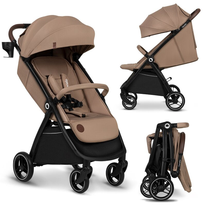 Carucior sport, Lionelo, Ingrid, Capotina impermeabila cu filtru UPF50+, Pana la 22 Kg, Spatar reglabil in 3 pozitii, Include suport pahar si plasa de tantari, Sistem pentru pliere automata, 6 luni+, Bej - gogobaby.ro