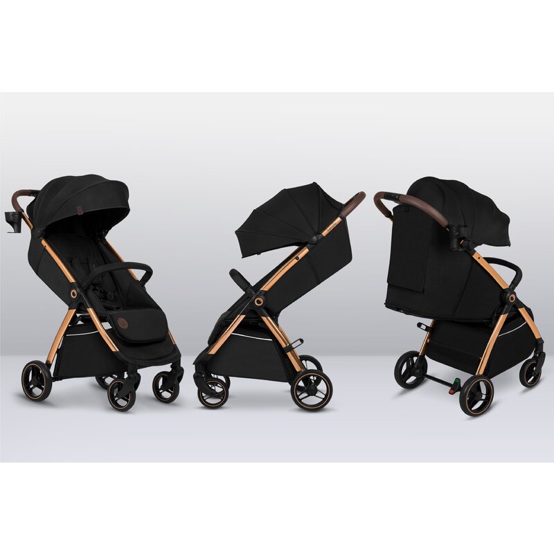 Carucior sport, Lionelo, Ingrid, Capotina impermeabila cu filtru UPF50+, Pana la 22 Kg, Spatar reglabil in 3 pozitii, Include suport pahar si plasa de tantari, Sistem pentru pliere automata, 6 luni+, Negru
