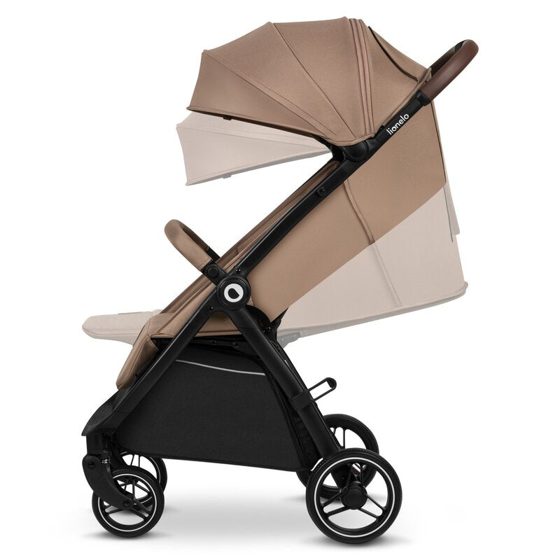 Carucior sport, Lionelo, Ingrid, Capotina impermeabila cu filtru UPF50+, Pana la 22 Kg, Spatar reglabil in 3 pozitii, Include suport pahar si plasa de tantari, Sistem pentru pliere automata, 6 luni+, Bej - gogobaby.ro