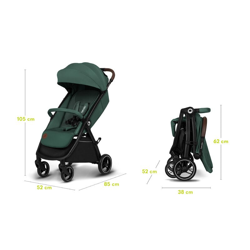 Carucior sport, Lionelo, Ingrid, Capotina impermeabila cu filtru UPF50+, Pana la 22 Kg, Spatar reglabil in 3 pozitii, Include suport pahar si plasa de tantari, Sistem pentru pliere automata, 6 luni+, Verde - gogobaby.ro