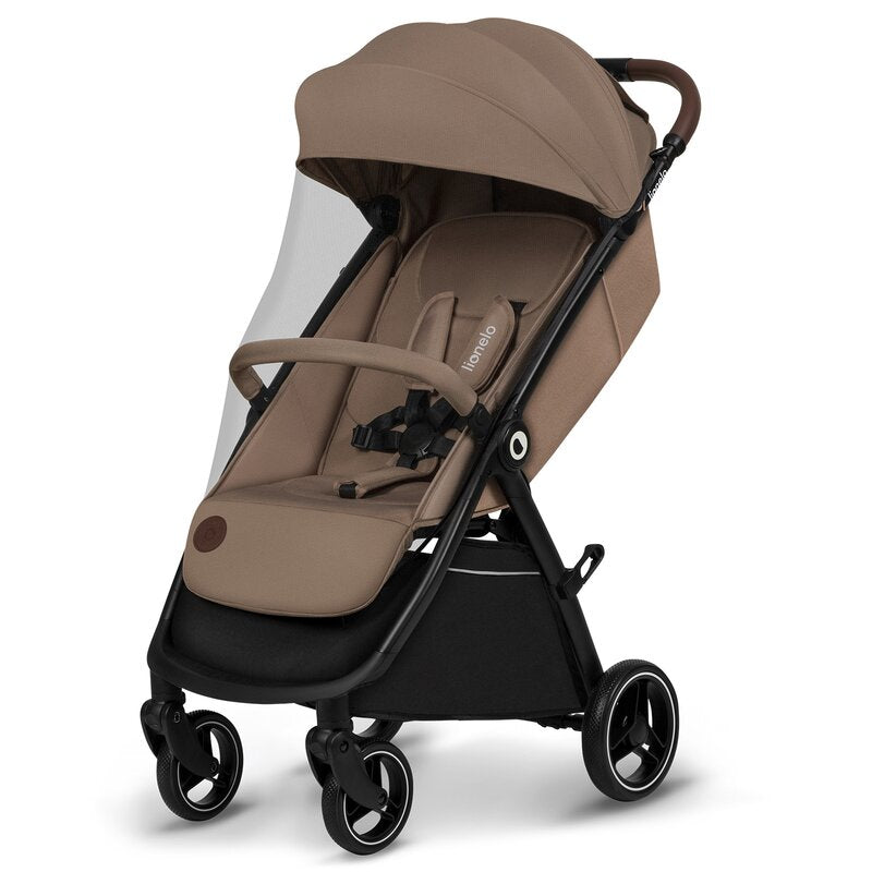 Carucior sport, Lionelo, Ingrid, Capotina impermeabila cu filtru UPF50+, Pana la 22 Kg, Spatar reglabil in 3 pozitii, Include suport pahar si plasa de tantari, Sistem pentru pliere automata, 6 luni+, Bej - gogobaby.ro