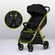 Carucior sport, Lionelo, Ingrid, Capotina impermeabila cu filtru UPF50+, Pana la 22 Kg, Spatar reglabil in 3 pozitii, Include suport pahar si plasa de tantari, Sistem pentru pliere automata, 6 luni+, Negru