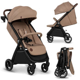 Carucior sport, Lionelo, Ingrid, Capotina impermeabila cu filtru UPF50+, Pana la 22 Kg, Spatar reglabil in 3 pozitii, Include suport pahar si plasa de tantari, Sistem pentru pliere automata, 6 luni+, Bej