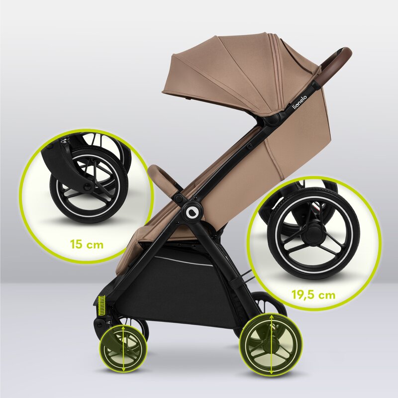 Carucior sport, Lionelo, Ingrid, Capotina impermeabila cu filtru UPF50+, Pana la 22 Kg, Spatar reglabil in 3 pozitii, Include suport pahar si plasa de tantari, Sistem pentru pliere automata, 6 luni+, Bej - gogobaby.ro