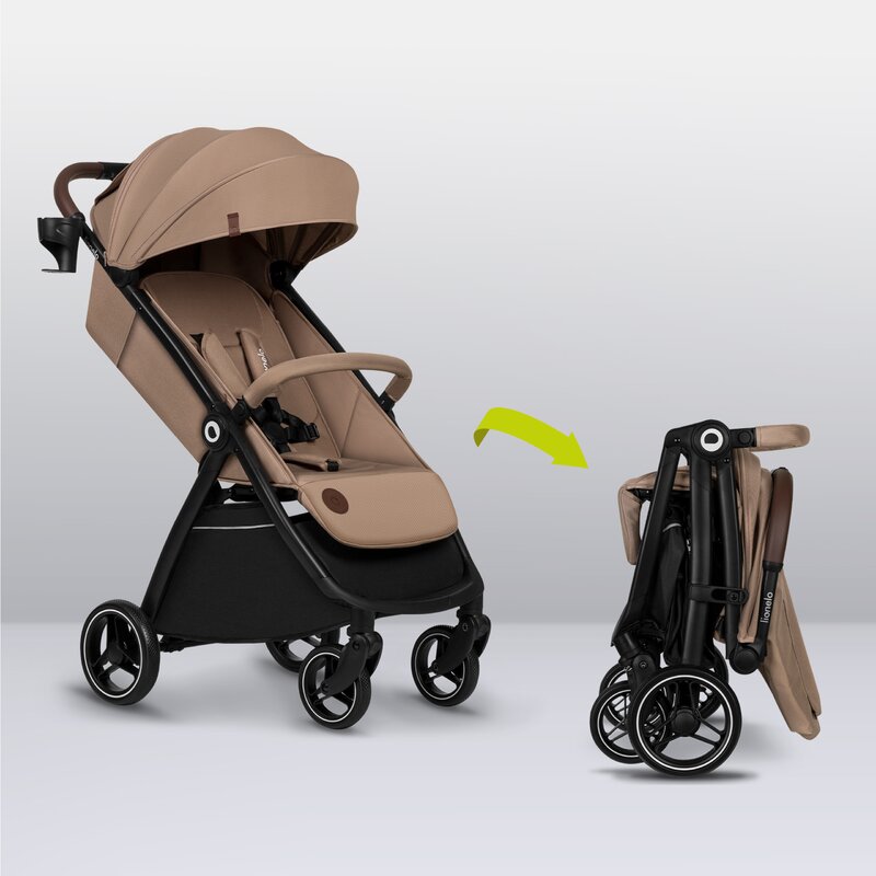 Carucior sport, Lionelo, Ingrid, Capotina impermeabila cu filtru UPF50+, Pana la 22 Kg, Spatar reglabil in 3 pozitii, Include suport pahar si plasa de tantari, Sistem pentru pliere automata, 6 luni+, Bej - gogobaby.ro