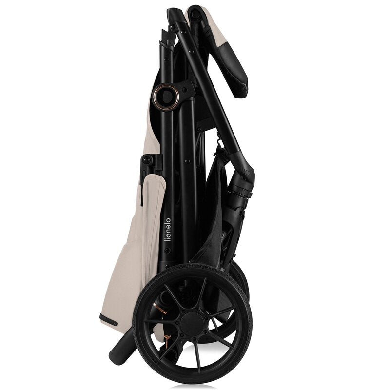 Carucior sport, Lionelo, Iva, Sustine 22 kg, 6 luni+, Capotina mare, Impermeabila, Protectie SPF 50+, 3 pozitii inclinare spatar, 8 pozitii inclinare suport picioare, 5 pozitii reglare maner, Include plasa de tantari si suport pentru biberon, Bej