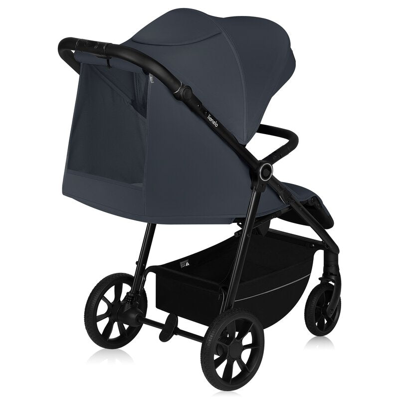 Carucior sport, Lionelo, Iva, Sustine 22 kg, 6 luni+, Capotina mare, Impermeabila, Protectie SPF 50+, 3 pozitii inclinare spatar, 8 pozitii inclinare suport picioare, 5 pozitii reglare maner, Include plasa de tantari si suport pentru biberon, Gri