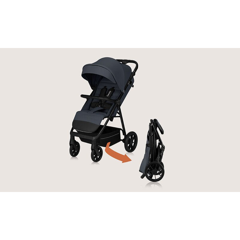 Carucior sport, Lionelo, Iva, Sustine 22 kg, 6 luni+, Capotina mare, Impermeabila, Protectie SPF 50+, 3 pozitii inclinare spatar, 8 pozitii inclinare suport picioare, 5 pozitii reglare maner, Include plasa de tantari si suport pentru biberon, Gri