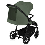Carucior sport, Lionelo, Iva, Sustine 22 kg, 6 luni+, Capotina mare, Impermeabila, Protectie SPF 50+, 3 pozitii inclinare spatar, 8 pozitii inclinare suport picioare, 5 pozitii reglare maner, Include plasa de tantari si suport pt biberon, Verde