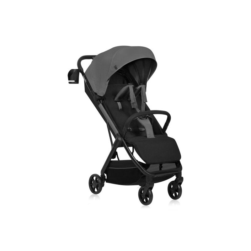 Carucior sport, Lionelo, Julie Air, Greutate redusa - 7.5 kg, Sustine 22 kg, 6 luni+, Capotina impermeabila, Protectie SPF 50+, Include suport sticla, Pliere compacta pentru calatorii, Conform cu EN1888-1 si EN1888-2, Gri