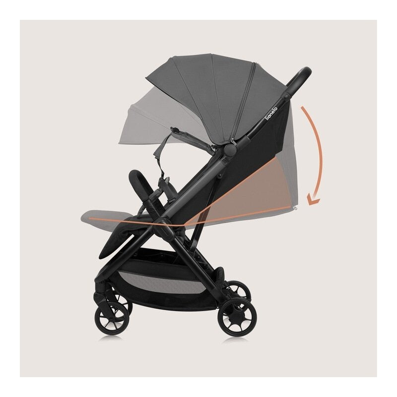 Carucior sport, Lionelo, Julie Air, Greutate redusa - 7.5 kg, Sustine 22 kg, 6 luni+, Capotina impermeabila, Protectie SPF 50+, Include suport sticla, Pliere compacta pentru calatorii, Conform cu EN1888-1 si EN1888-2, Gri - gogobaby.ro