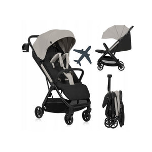 Carucior sport, Lionelo, Julie Air, Greutate redusa - 7.5 kg, Sustine 22 kg, 6 luni+, Capotina impermeabila, Protectie SPF 50+, Include suport sticla, Pliere compacta pentru calatorii, Conform cu EN1888-1 si EN1888-2, Bej