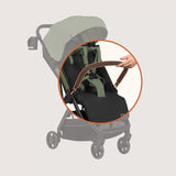 Carucior sport, Lionelo, Julie Air, Greutate redusa - 7.5 kg, Sustine 22 kg, 6 luni+, Capotina impermeabila, Protectie SPF 50+, Include suport sticla, Pliere compacta pentru calatorii, Conform cu EN1888-1 si EN1888-2, Verde Sage