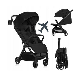 Carucior sport, Lionelo, Julie Air, Greutate redusa - 7.5 kg, Sustine 22 kg, 6 luni+, Capotina impermeabila, Protectie SPF 50+, Include suport sticla, Pliere compacta pentru calatorii, Conform cu EN1888-1 si EN1888-2, Negu Onyx